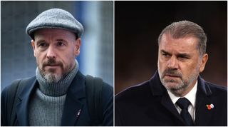 Tottenham Hotspur manager Ange Postecoglou and Manchester United boss Erik ten Hag